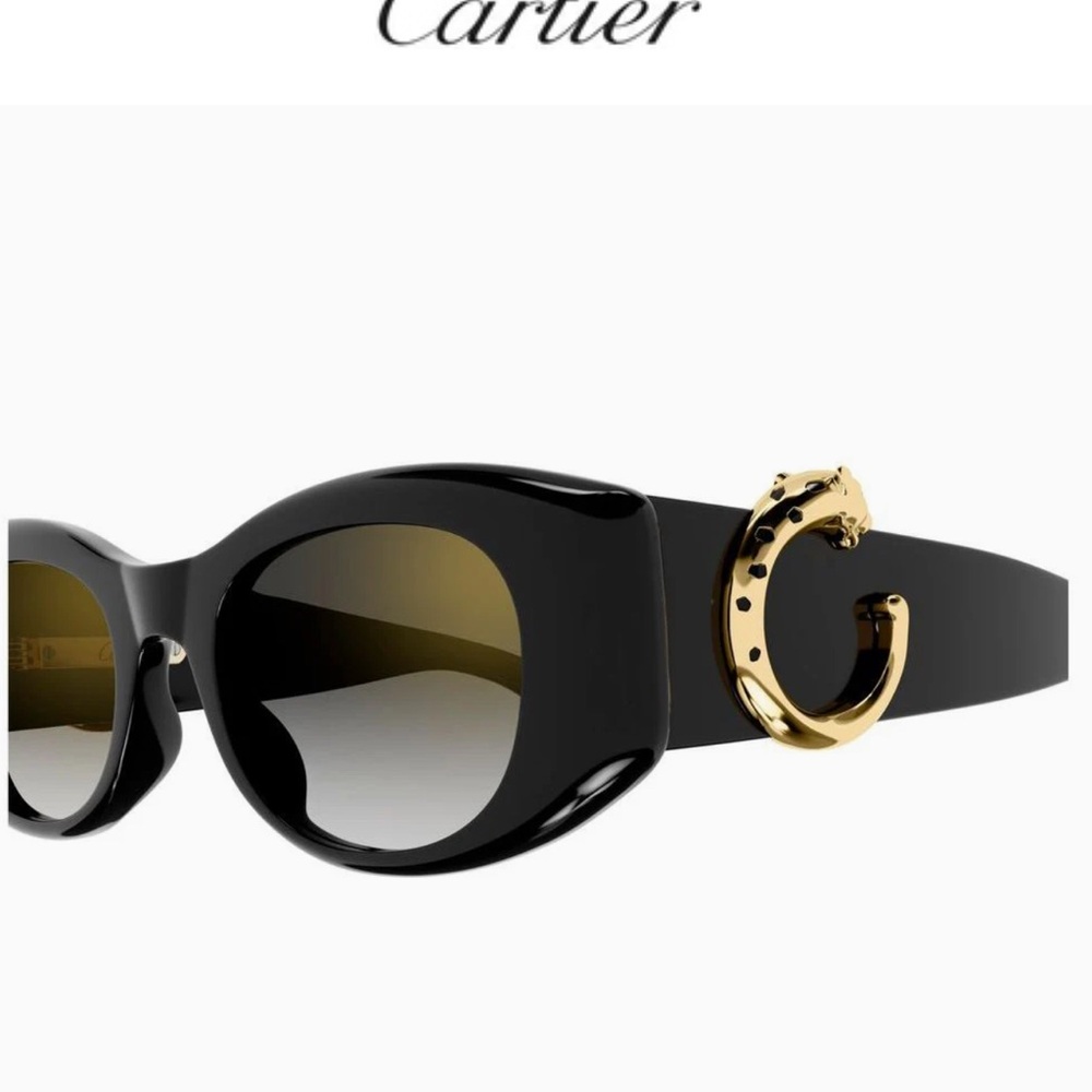 Cartier Black Sunglasses with Gold Detailing